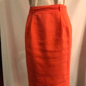Vintage Doncaster   100% linen tangerine. Straight skirt, 6 p.